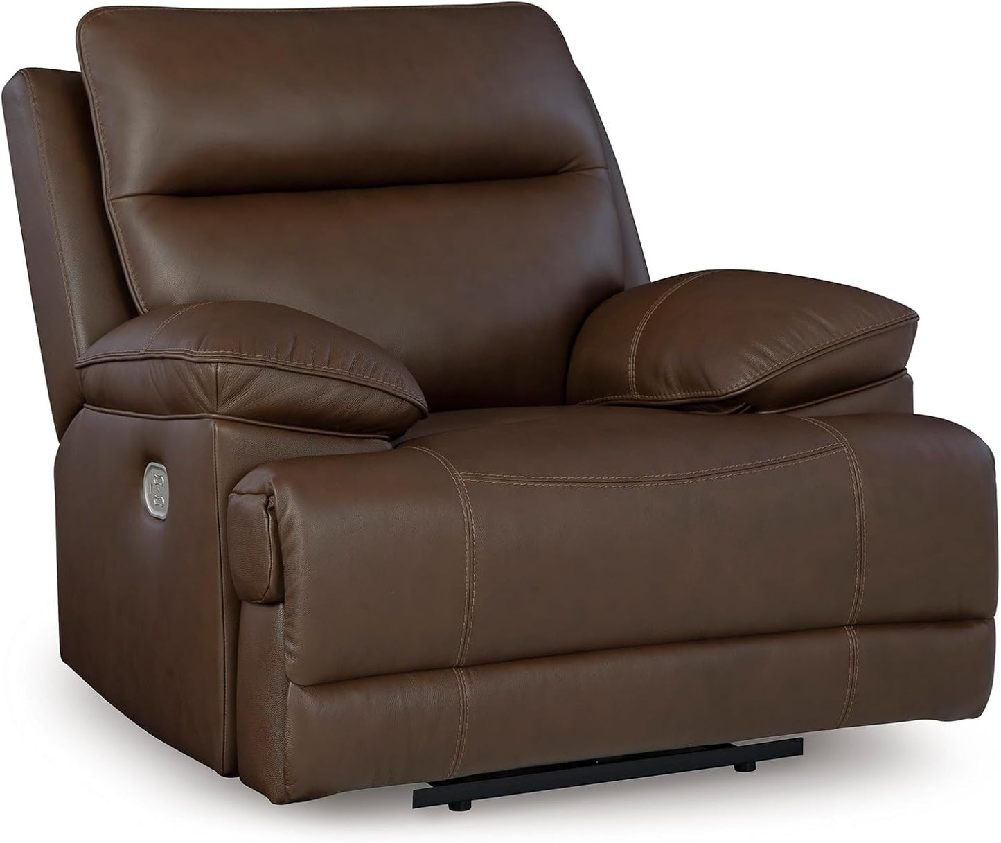 Signature Design by Ashley VonRyan Modern Zero Gravity Leather Match Power Recliner with Adjustable Headrest and USB Ports, Dark Brown