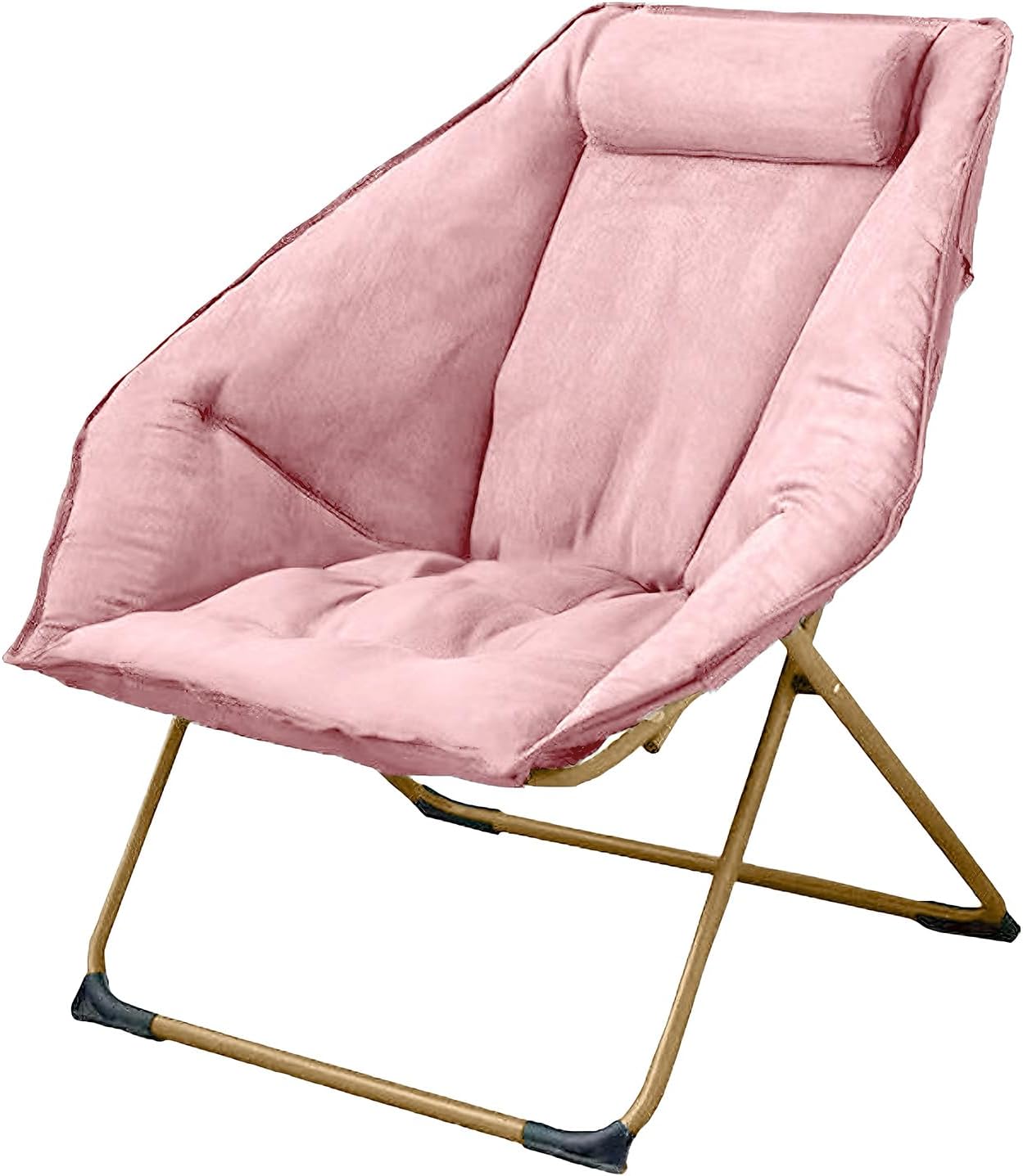 Hexagon Foldable Living Room Chair, Saucer Chair for Adults, Comfy Bedroom Lounge Chair, Moon Chair, Lazy Folding Chair for Dorm Rooms(Chair-Pink)