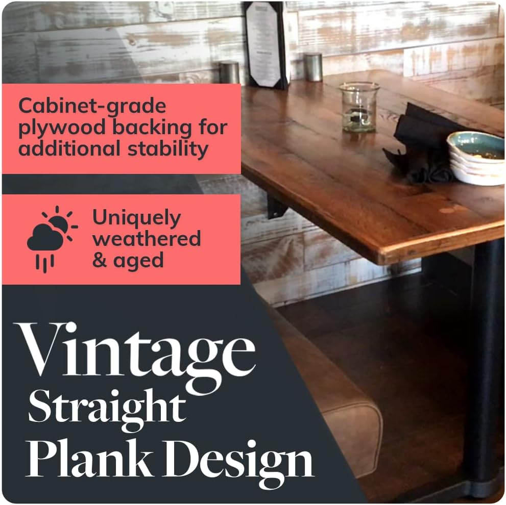 Reclaimed Wood Table Top - Rustic Recycled Wooden Piece Perfect for Signs, Counters, Kitchens, Dining and Coffee Table Tops (Straight Plank Table Top, 24" x 42")