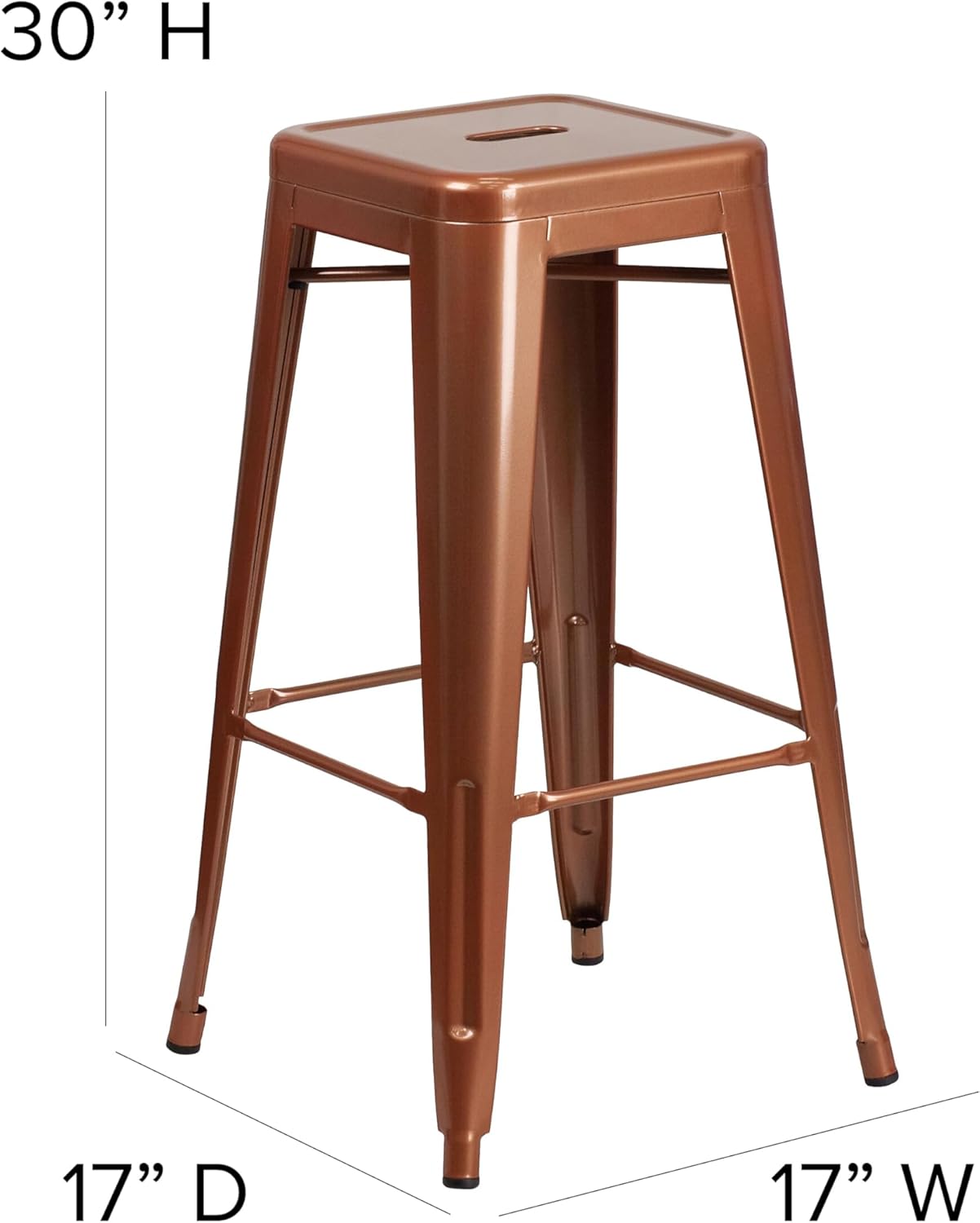 Flash Furniture Kai Commercial Grade 4 Pack 30" High Backless Copper Indoor-Outdoor Barstool