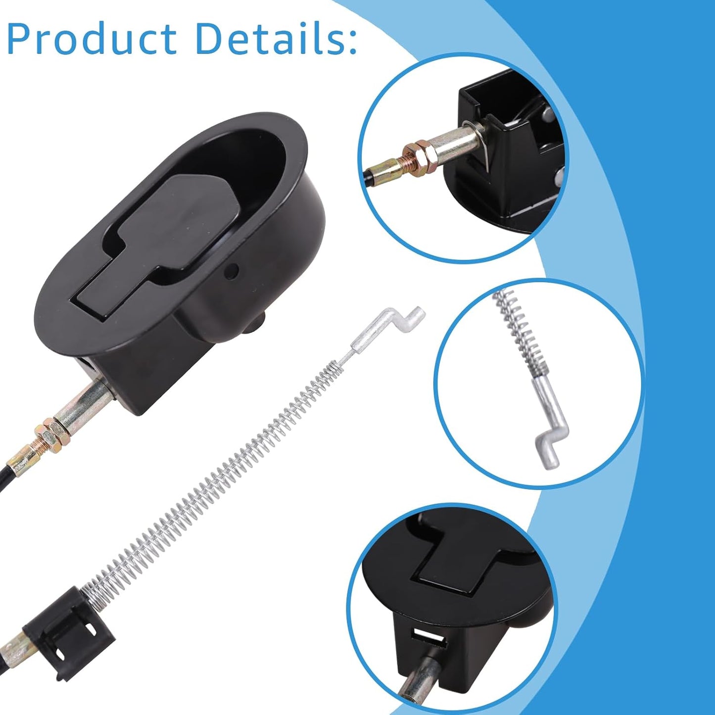 Metal recliner handle replacement, backrest tilt adjuster replacement parts, used for Ashley and most brands of sofa recliners to replace release handle puller, exposed cable length 4.9 inches (2 pcs)