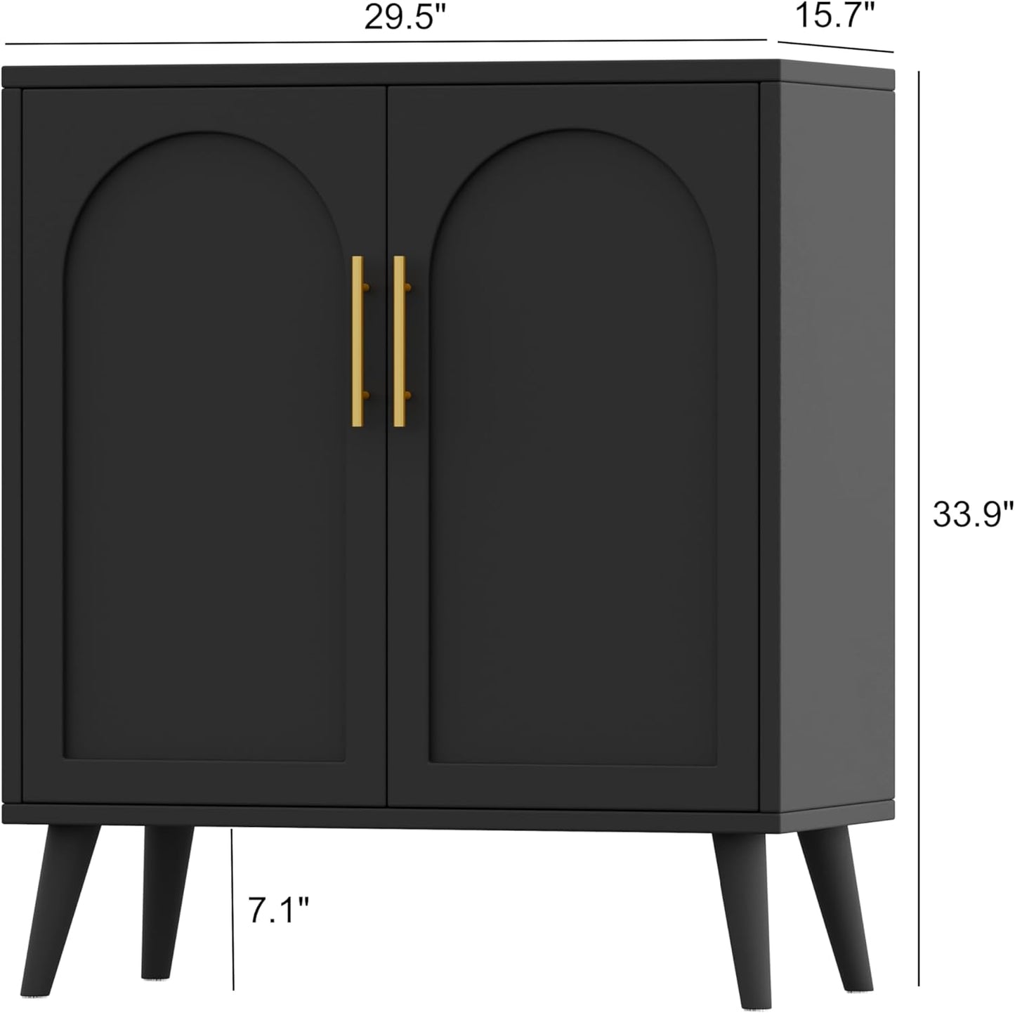 Rovaurx Rattan Storage Cabinet with Doors, Accent Bathroom Floor Cabinet, Modern Sideboard Buffet Cabinet for Living Room, Entryway, Dining Room and Kitchen, Black BMGZ108B
