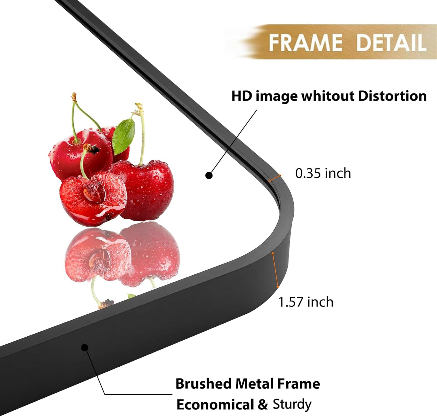 22x30 Inch Black Wall Mirror for Bathroom, Brushed Metal Framed Mirror with Rounded Corner, Rectangle Bathroom Vanity Mirror for Bedroom or Living Room, Horizontal/Vertical