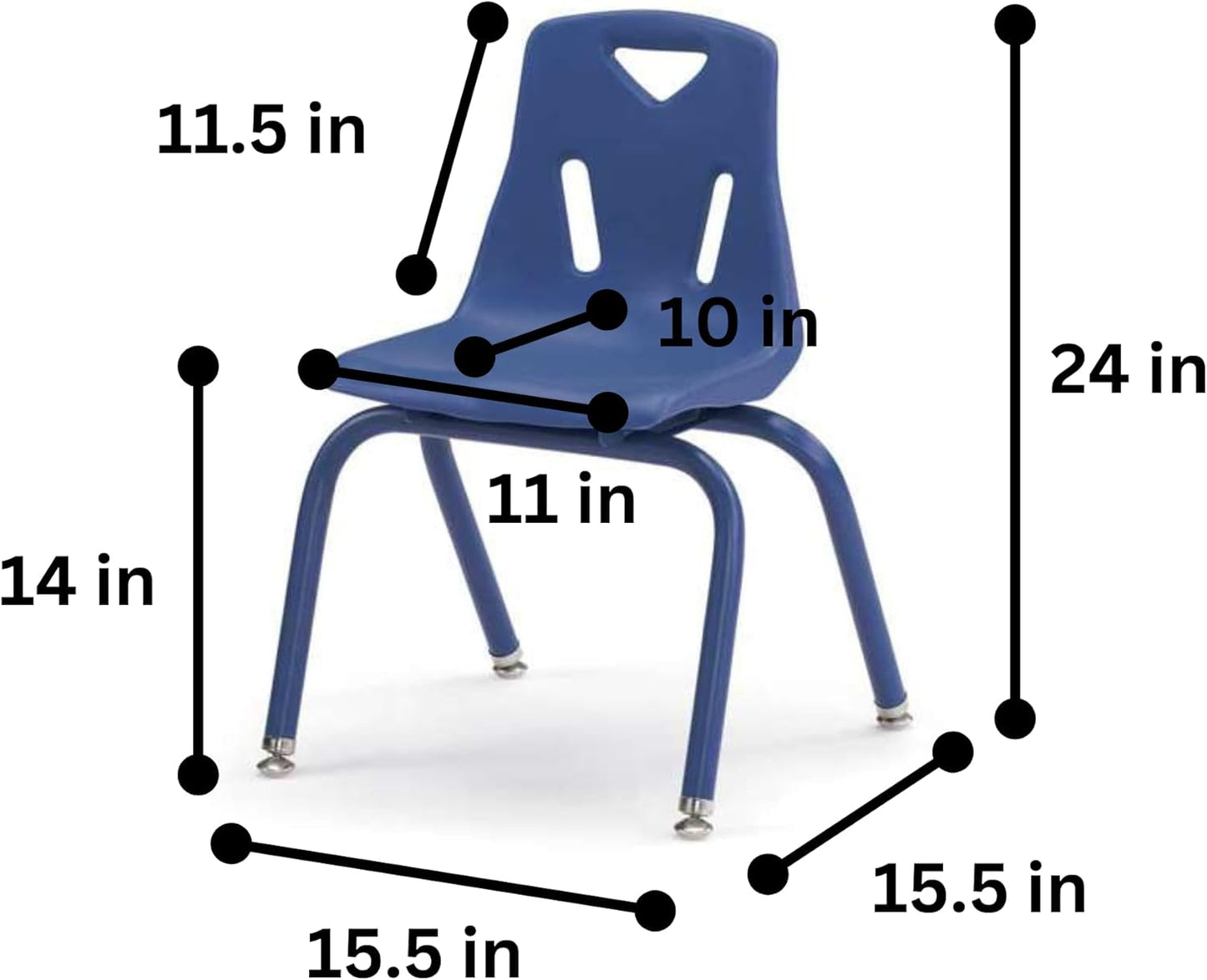 Berries Jonti-Craft 8124JC6003 Stacking Chairs with Powder-Coated Legs, 14" Height, Blue, Pack of 6