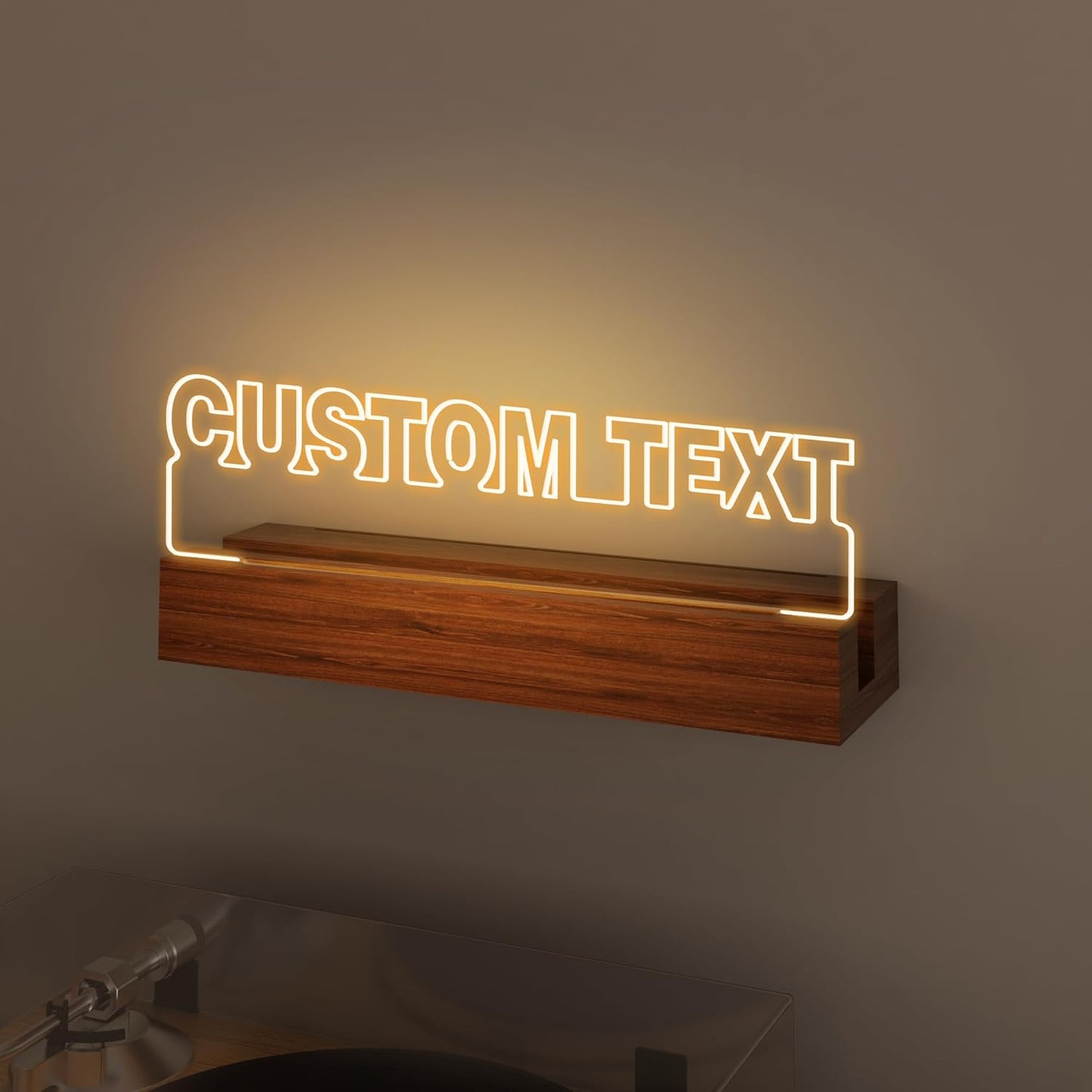 Customized Vinyl Record Stand, Light up Record Holder, Wooden Acrylic Display with Warm White Lights for Albums, Room Decor, for Vinyl Lovers