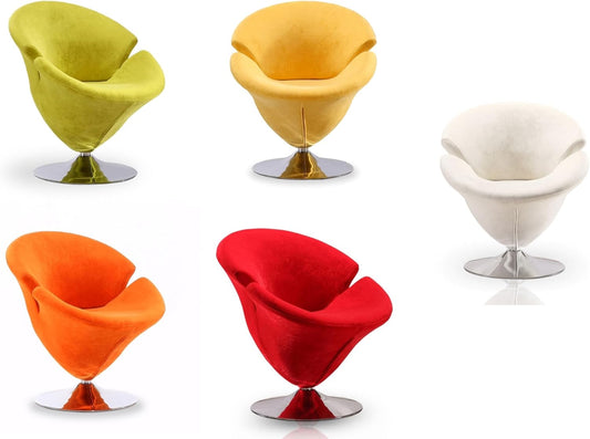 Manhattan Comfort Tulip Swivel Accent Chair Set of 5 with 360° Turn, Modern Flower Inspired Design, Soft Velvet Upholstery, Polished Chrome Base, No Assembly Required, 300 Lbs Capacity, Multi Color