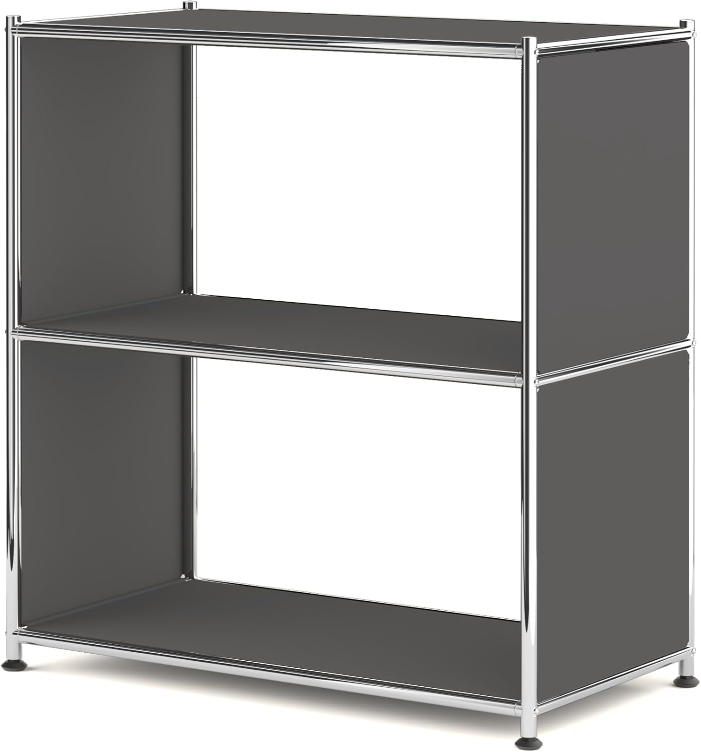 32-Inch 2-Tier Metal Bookcase, Open Shelf Storage Organizer for Living Room, Bedroom, Side Table or Nightstand Use, Modern DIY Assembly, Grey