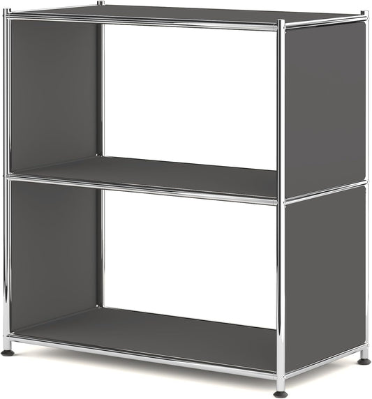 32-Inch 2-Tier Metal Bookcase, Open Shelf Storage Organizer for Living Room, Bedroom, Side Table or Nightstand Use, Modern DIY Assembly, Grey