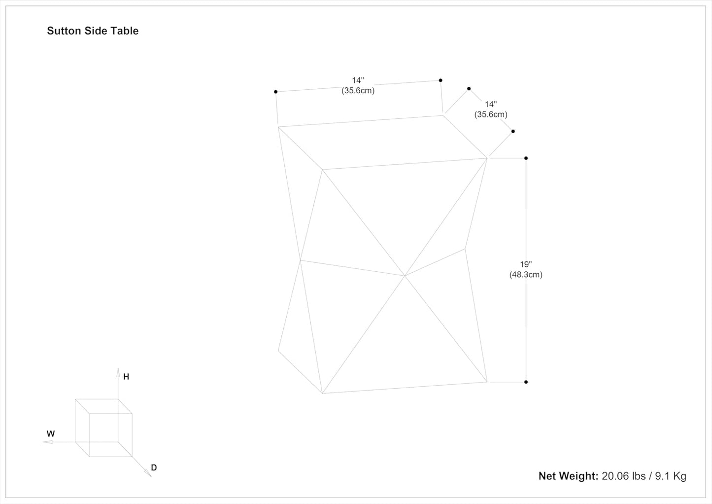 SIMPLIHOME Sutton 14-inch Wide Solid Mango End Table in Cerused Natural with Square Geometric Design for Living Room, Assembled