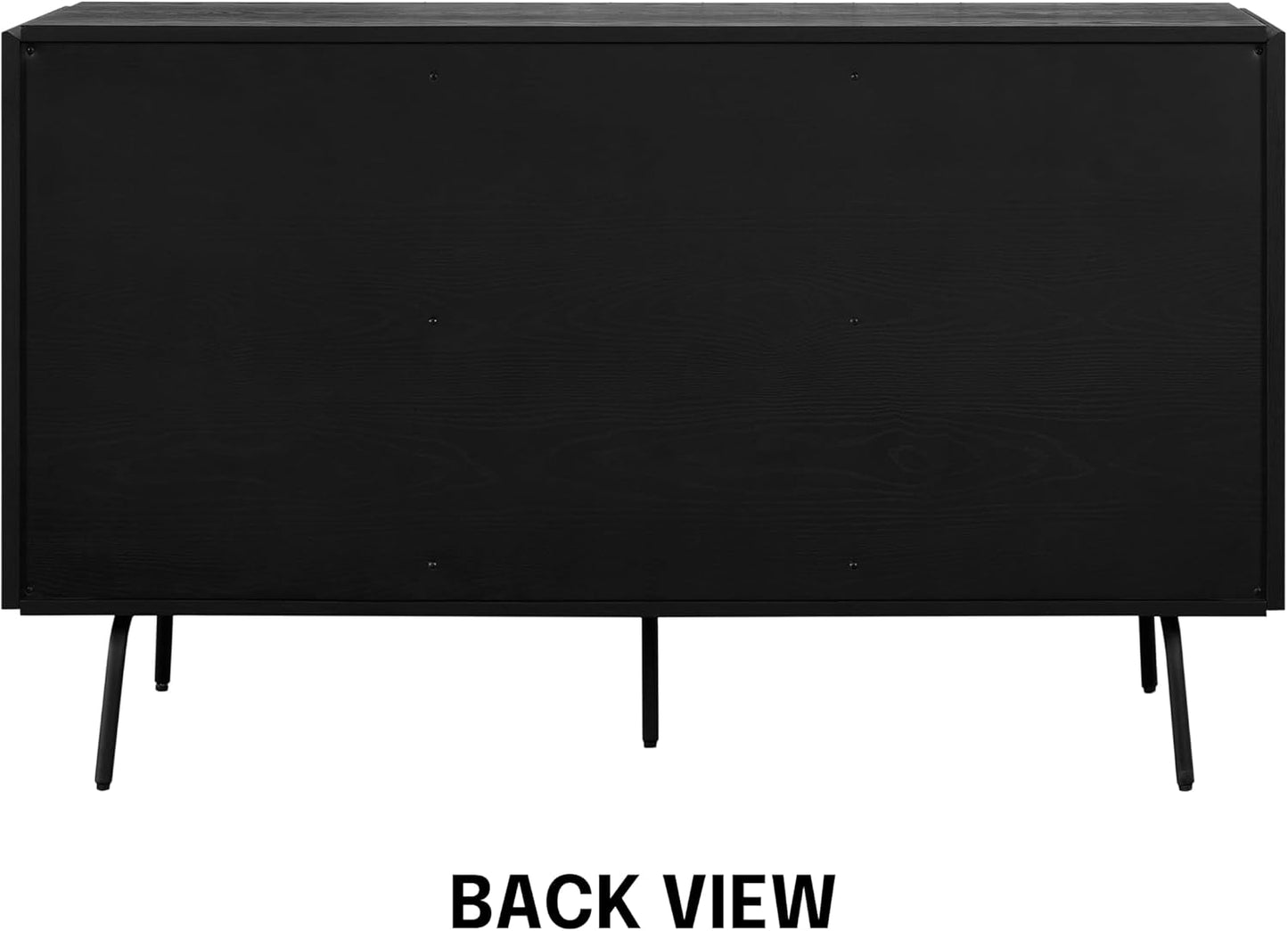 NTC MOSSIC Modern Sideboard with 4 Doors, Natural Rattan Storage Cabinet, Buffet with Metal Legs, Boho Accent Cabinet for Living Room, and Entryway, Effortless Assembly - Burnt Black