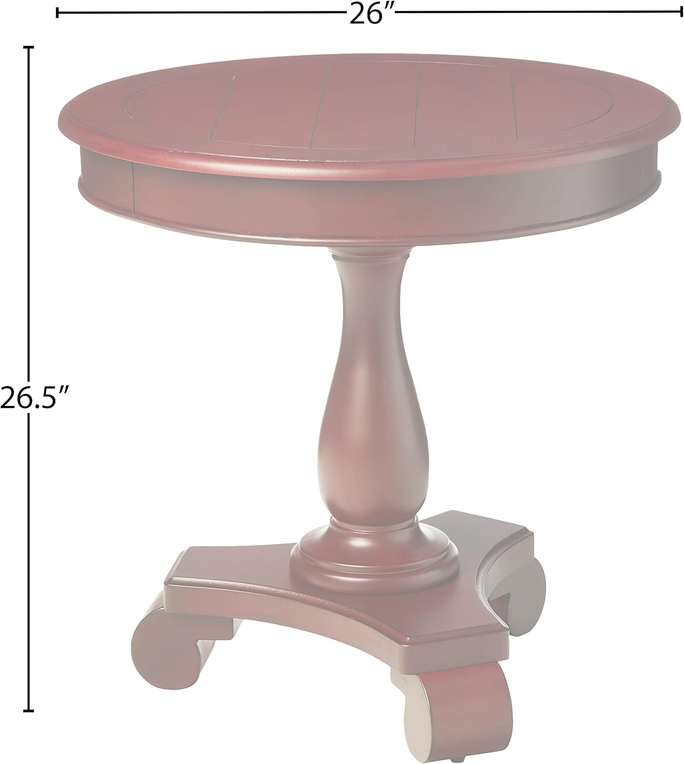 INSPIRED by Bassett OSP Home Furnishings Avalon Hand Painted Round Accent Table with Traditional Accents, Vintage Wine