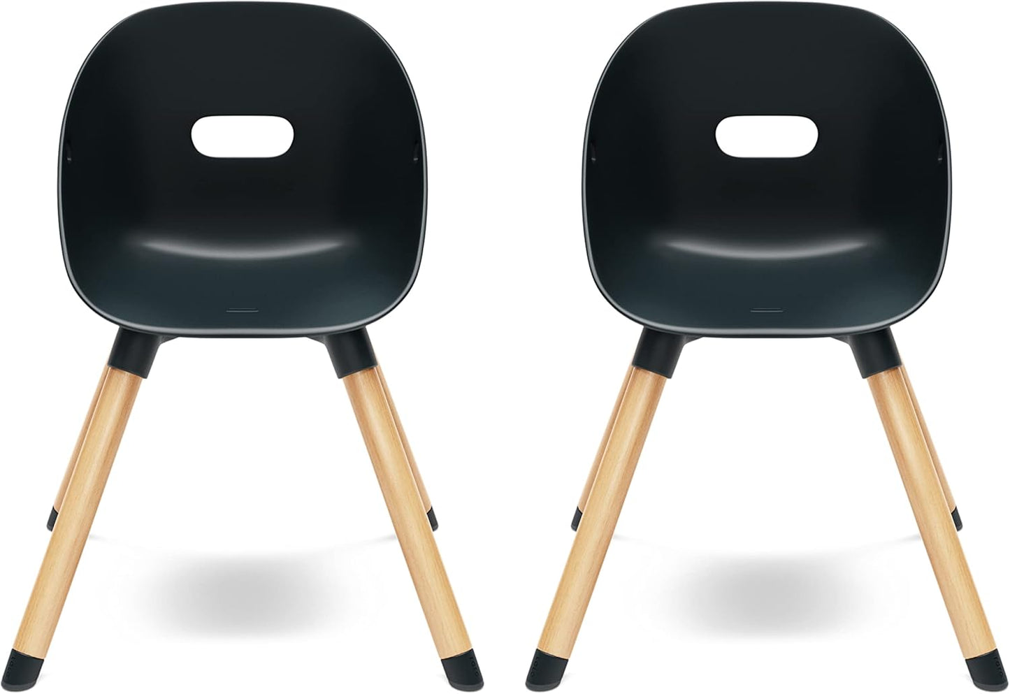 Lalo The Play Chair, Wooden and Non-Toxic Plastic Kids and Toddler Chair - Sturdy Bucket Seat and Easy to Clean Kids Chair with up to 200 lb. Weight Capacity, Set of 2 - Licorice