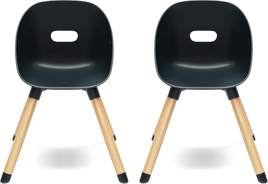 Lalo The Play Chair, Wooden and Non-Toxic Plastic Kids and Toddler Chair - Sturdy Bucket Seat and Easy to Clean Kids Chair with up to 200 lb. Weight Capacity, Set of 2 - Licorice