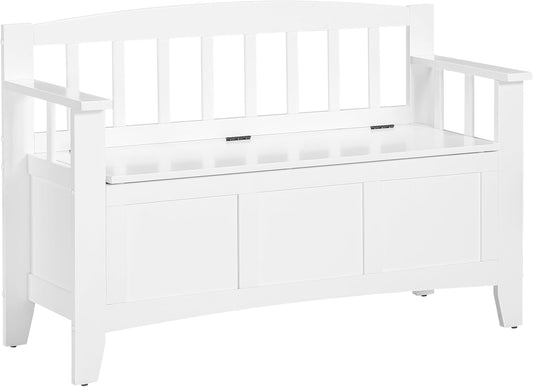 OSP Home Furnishings Metro Mission Style Wood Entry Way Bench with Storage, Sierra Snow White Finish