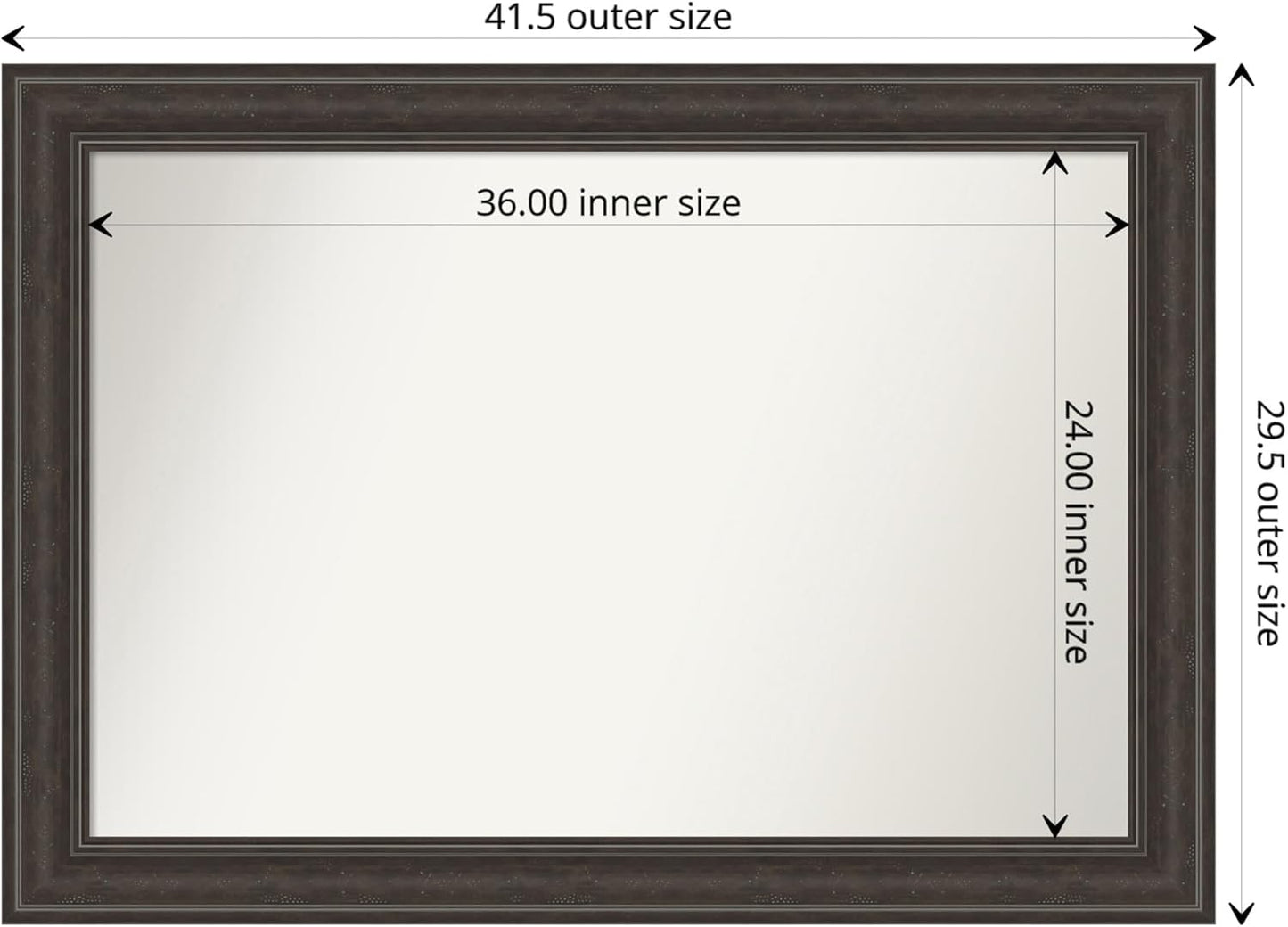 Amanti Art Brown Bathroom Mirror for Over Sink, 30x42 Shipwreck Greywash Rectangle Vanity Mirror, Large Traditional Frame, Hangs Horizonally and Vertically, Bathroom Wall Decor, Non-Beveled Edge
