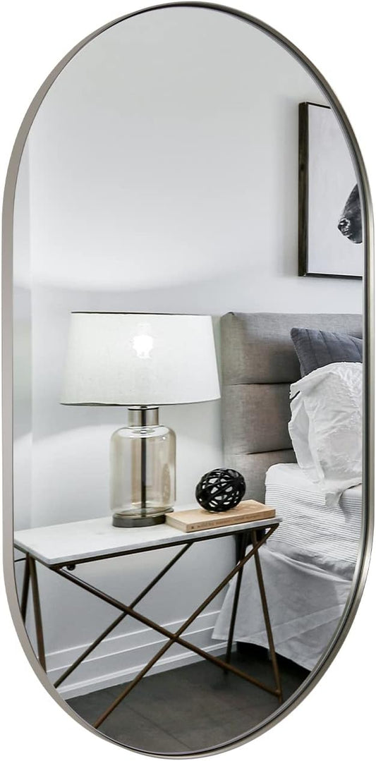 ANDY STAR Rustproof Chrome Oval Mirror for Bathroom, Oval Vanity Mirror for Wall, Polished Chrome Mirror SUS304 Metal Frame Mirror HD Glass Reflection 1’’ Deep Hang Vertically & Horizontally