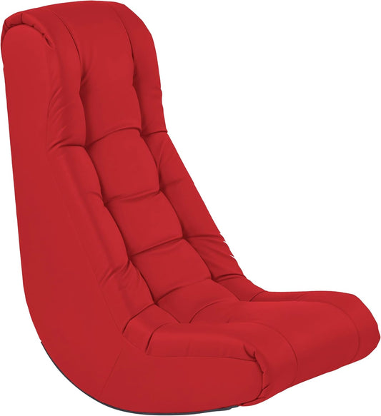 Factory Direct Partners Soft Tufted Floor Rocker - Cushioned Ground Chair for Kids Teens and Adults - Great for Reading, Gaming, Meditating, TV - Red, 10488-RD