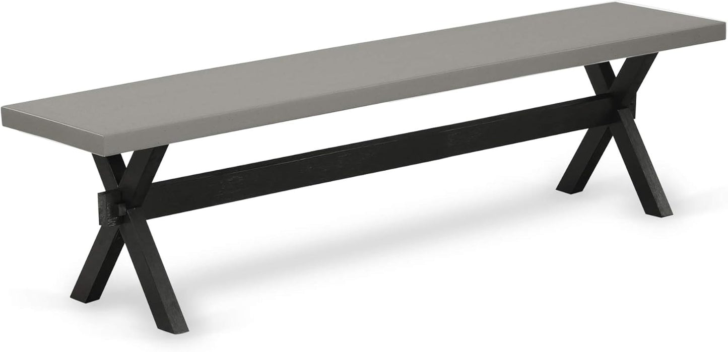 East West Furniture X697EL635-6 6 Piece Dining Table Set Contains a Rectangle Dining Room Table with X-Legs and 4 Doeskin Linen Fabric Parson Chairs with a Bench, 40x72 Inch, Multi-Color