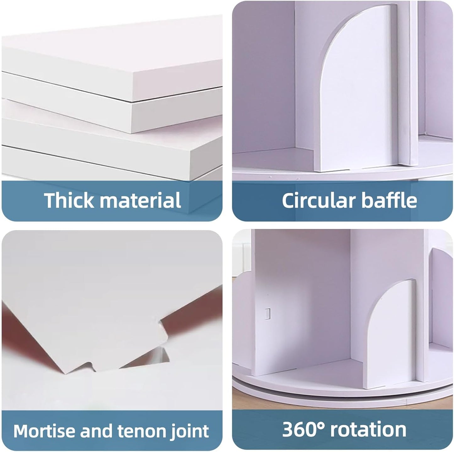 Rotating Bookshelf Tower, 360 Display Spinning Bookshelf, PVC Narrow Book Shelf Organizer, Corner Floor Standing Bookcase for Bedroom, Living Room, Study Room, Small Space (5 Tier)