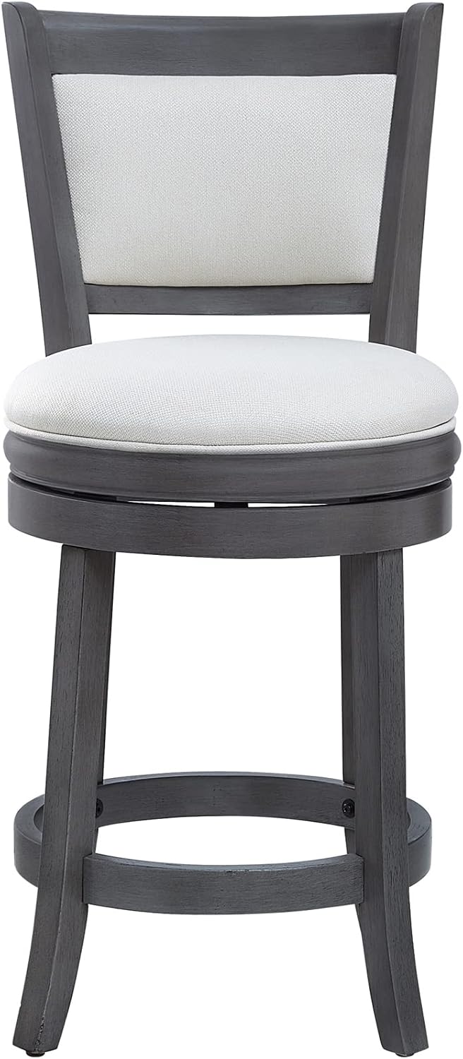 Ball & Cast Upholstered Swivel Counter Stools Kitchen Bar Stools 24" Seat Height Wooden Stool Chair, Cream White Set of 1