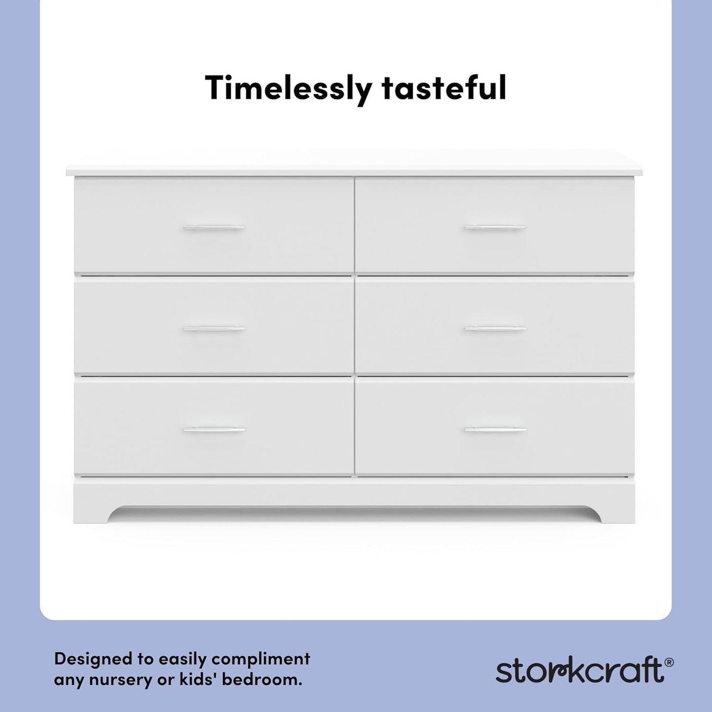 Storkcraft Brookside 6 Drawer Double Dresser (White) – GREENGUARD Gold Certified, Dresser For Nursery, Kids, Chest Of Drawers