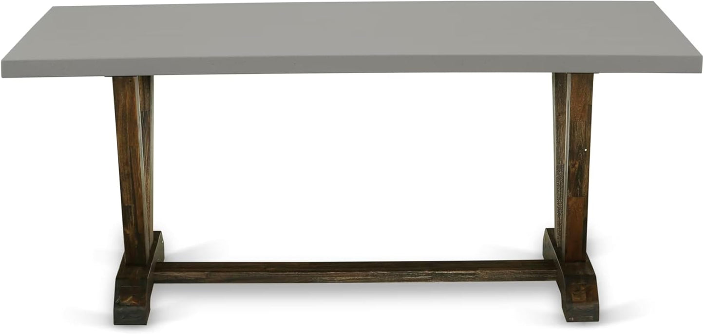 East West Furniture V797MZ716-7 7 Piece Dining Table Set Consist of a Rectangle Kitchen Table with V-Legs and 6 Dark Khaki Linen Fabric Parson Dining Chairs, 40x72 Inch, Multi-Color