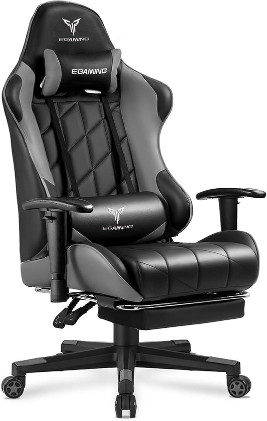 Gaming Chair with 3D Adjustable Armrests, Cow Print Design, Ergonomic Office Chair with High Back, Computer Chair with Footrest,Comfy Diamond Stitching Sest, Game Chair for Adults