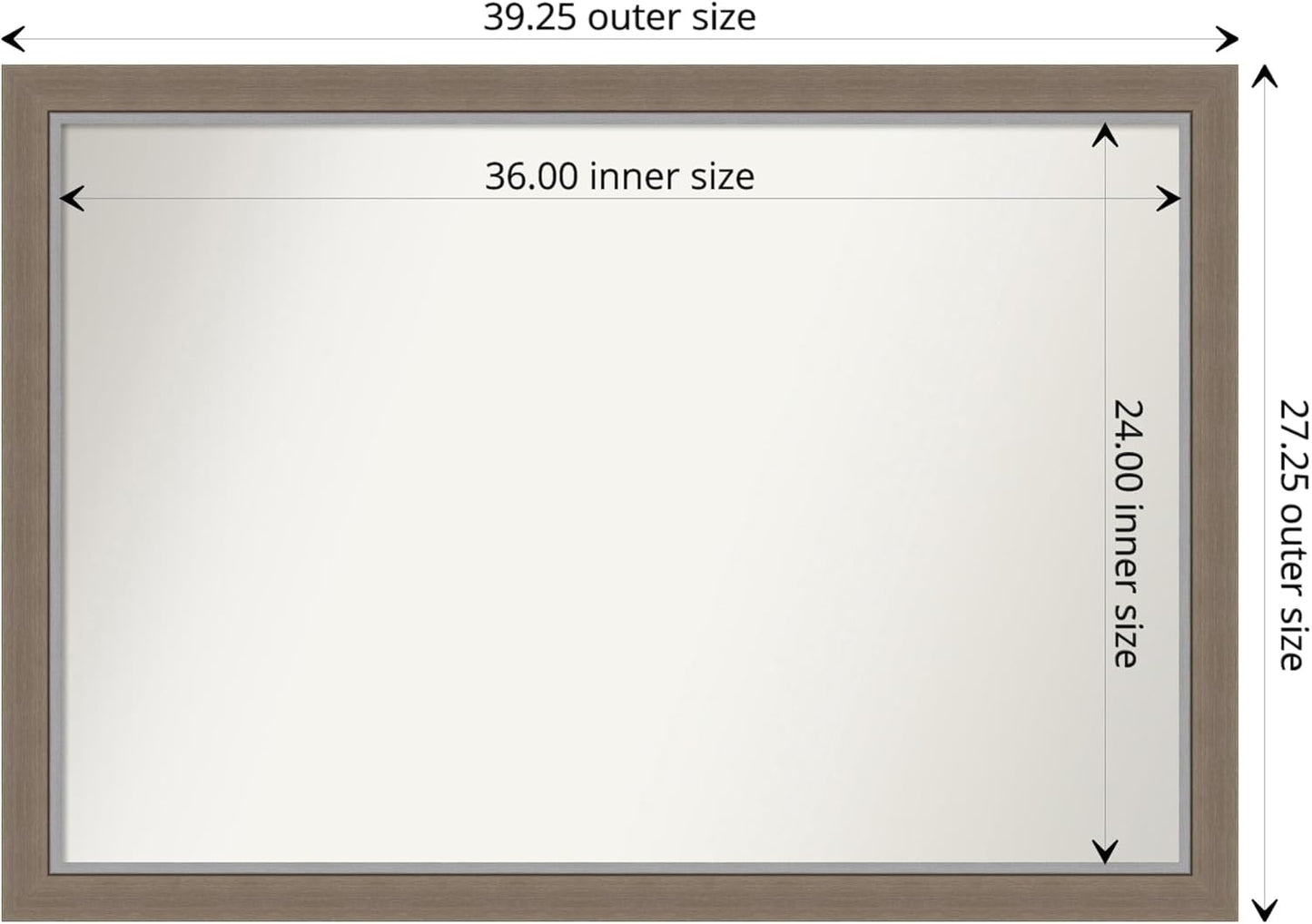 Amanti Art Black Bathroom Mirror for Over Sink, 26x38 Eva Black Silver Thin Rectangle Vanity Mirror, Large Modern Frame, Hangs Horizonally and Vertically, Bathroom Wall Decor, Non-Beveled Edge