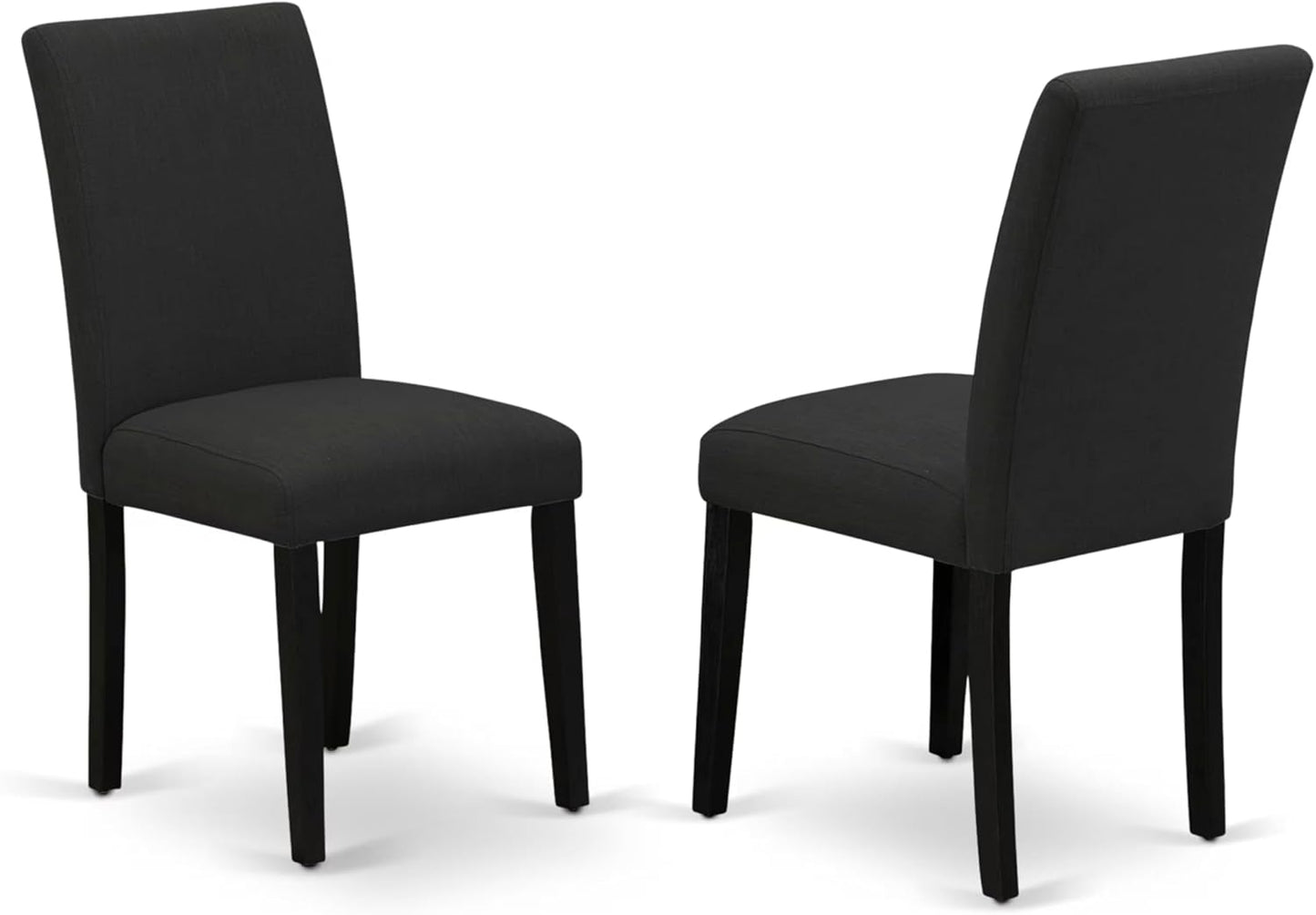 East West Furniture DMAB5-ABK-24 5 Piece Modern Dining Table Set Includes a Round Wooden Table with Dropleaf and 4 Black Color Linen Fabric Upholstered Chairs, 42x42 Inch, Wirebrushed Black