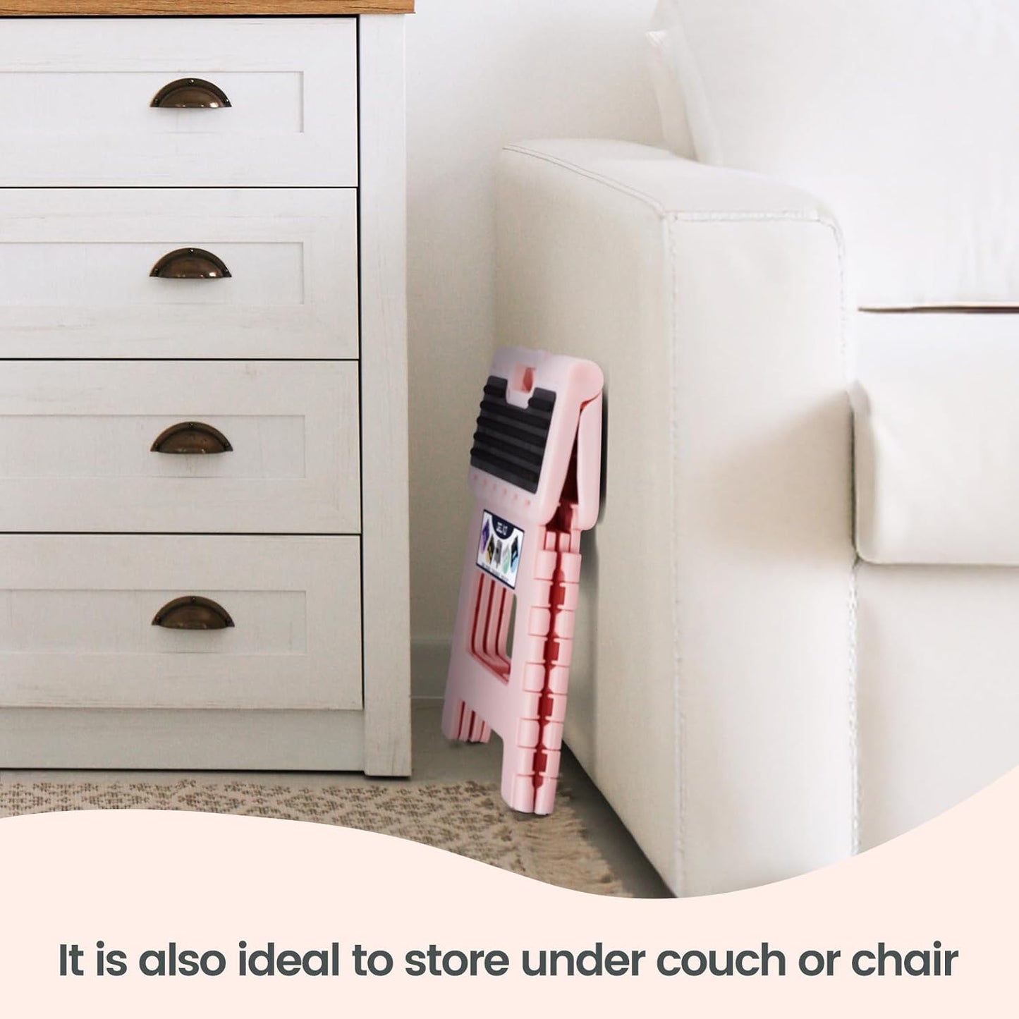 Delxo Folding Step Stool 9 Inch,Non-Slip Foldable Stools Up to 300 LBS,Kitchen Collapsible Fold Up Stepping Stool with Dotted 1 Pack,Pink