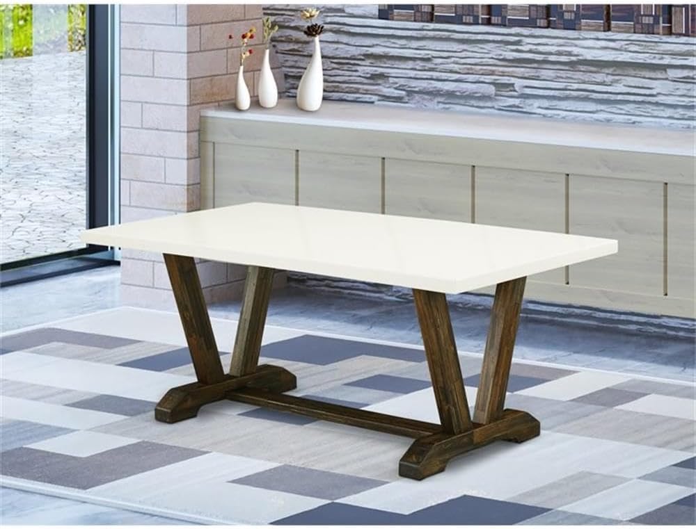 East West Furniture VT727 V-Style Kitchen Table - a Rectangle Dining Table Top with Stylish Legs, 40x72 Inch, Multi-Color