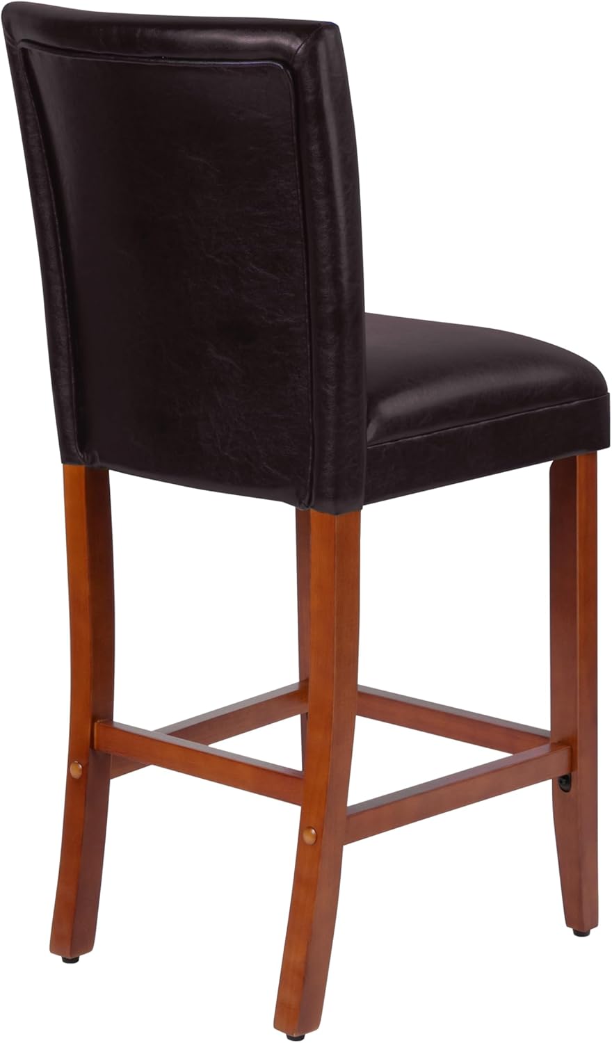 HomePop Home Decor | Classic Counter Height Bar Stools | 29 Inch Bar Stools | Decorative Home Furniture (Brown Faux Leather) Single Pack