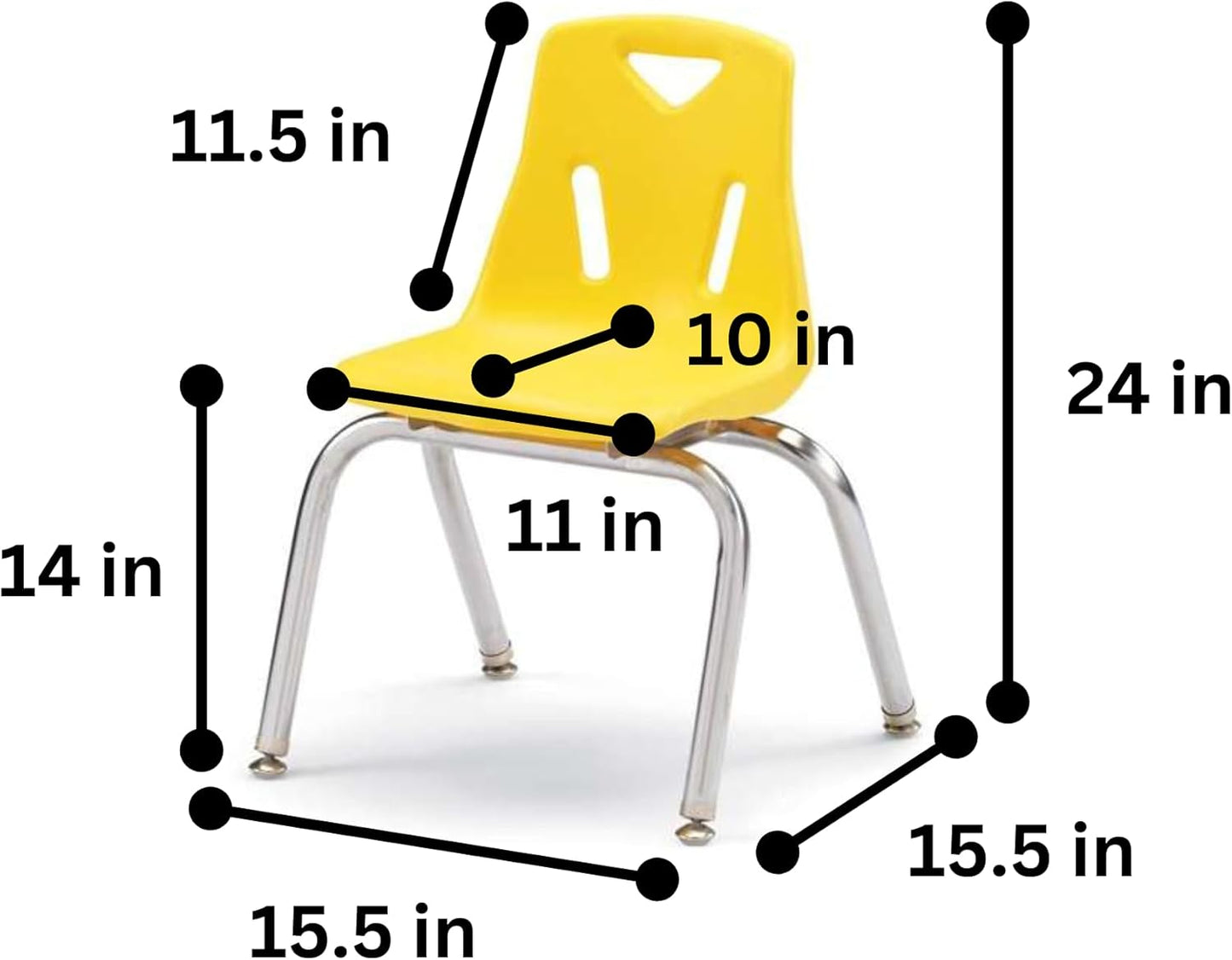 Berries Jonti-Craft 8144JC6007 Stacking Chairs with Chrome-Plated Legs, 14" Height, Yellow, Pack of 6