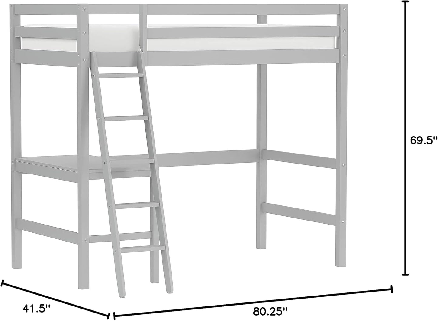 Hillsdale Furniture Caspian Twin Loft Bed, Gray