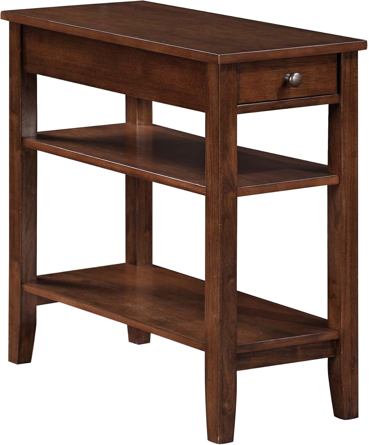 Convenience Concepts American Heritage Chairside End Table with Drawer 23.5" - Classic Living Room Table with Storage Shelf, Bedroom Nightstand, Espresso