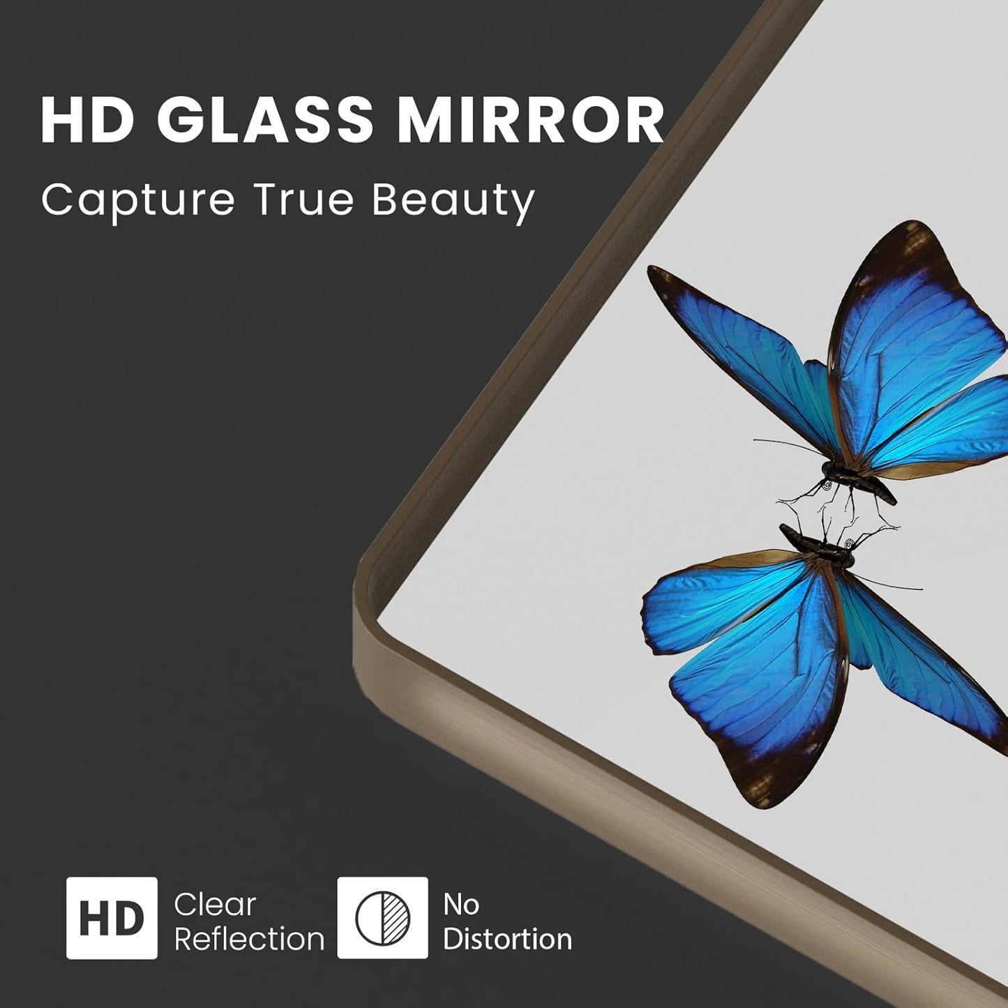 Bronze Bathroom Mirror 55x30 Inch, Brushed Bronze Metal Frame Mirror for Wall, Rounded Rectangle Bathroom Vanity Mirror with Tempered Glass, Anti-Rust, Horizontal/Vertical