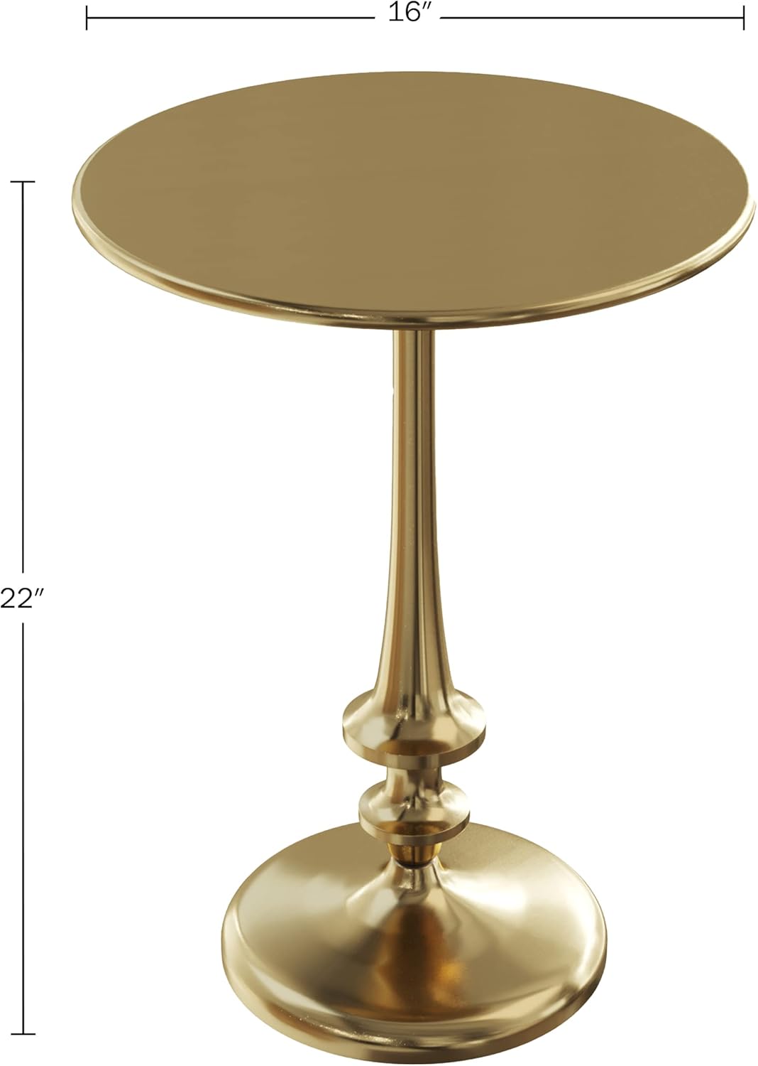 Lavish Home Side Table - Iron Pedestal Table with Antiqued Brass Finish for Couch, Loveseat, Entryway, or Bed - Vintage Living Room Furniture