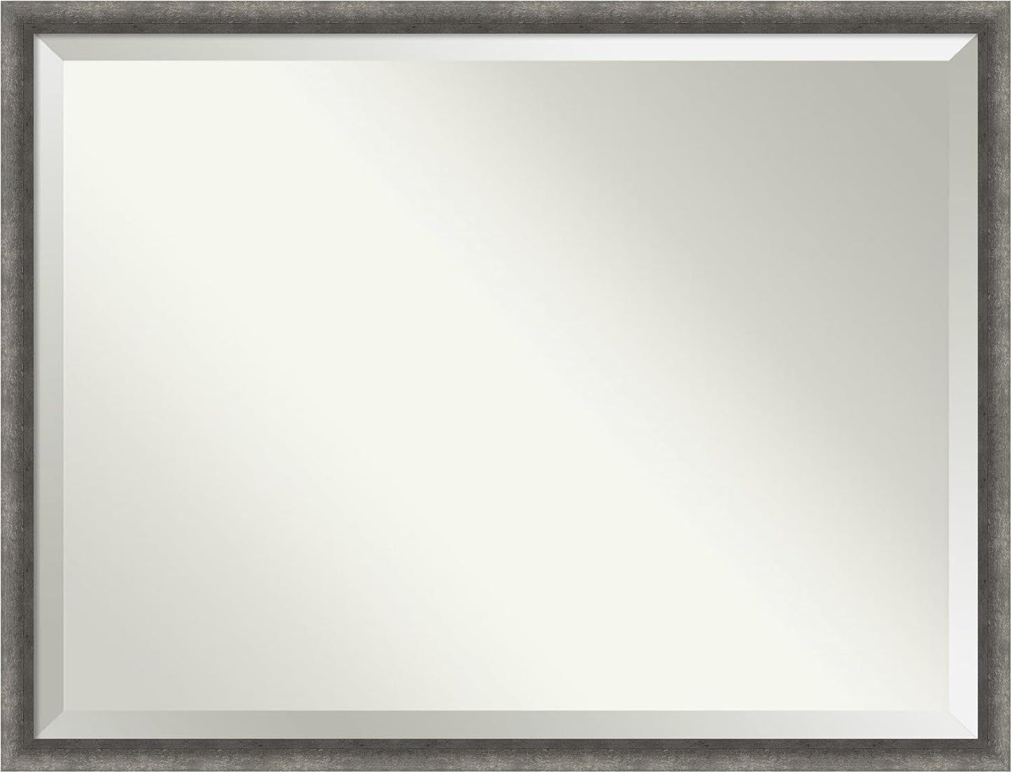 Amanti Art Grey Wall Mirror 32x42 Burnished Concrete Narrow Rectangle Bathroom Mirror for Wall Decor Living Room, X-Large Modern Contemporary Wood Frame, Hangs Horizonally and Vertically, Bathroom