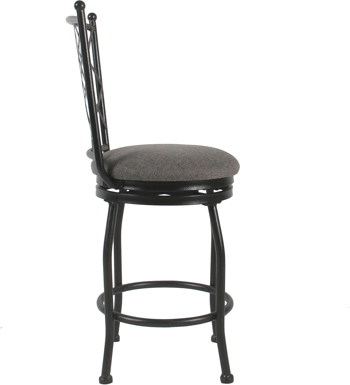 HomePop Home Decor | Metal Counter Height Bar Stools | 24" Bar Stools with Back | Decorative Home Furniture (Gray Woven)
