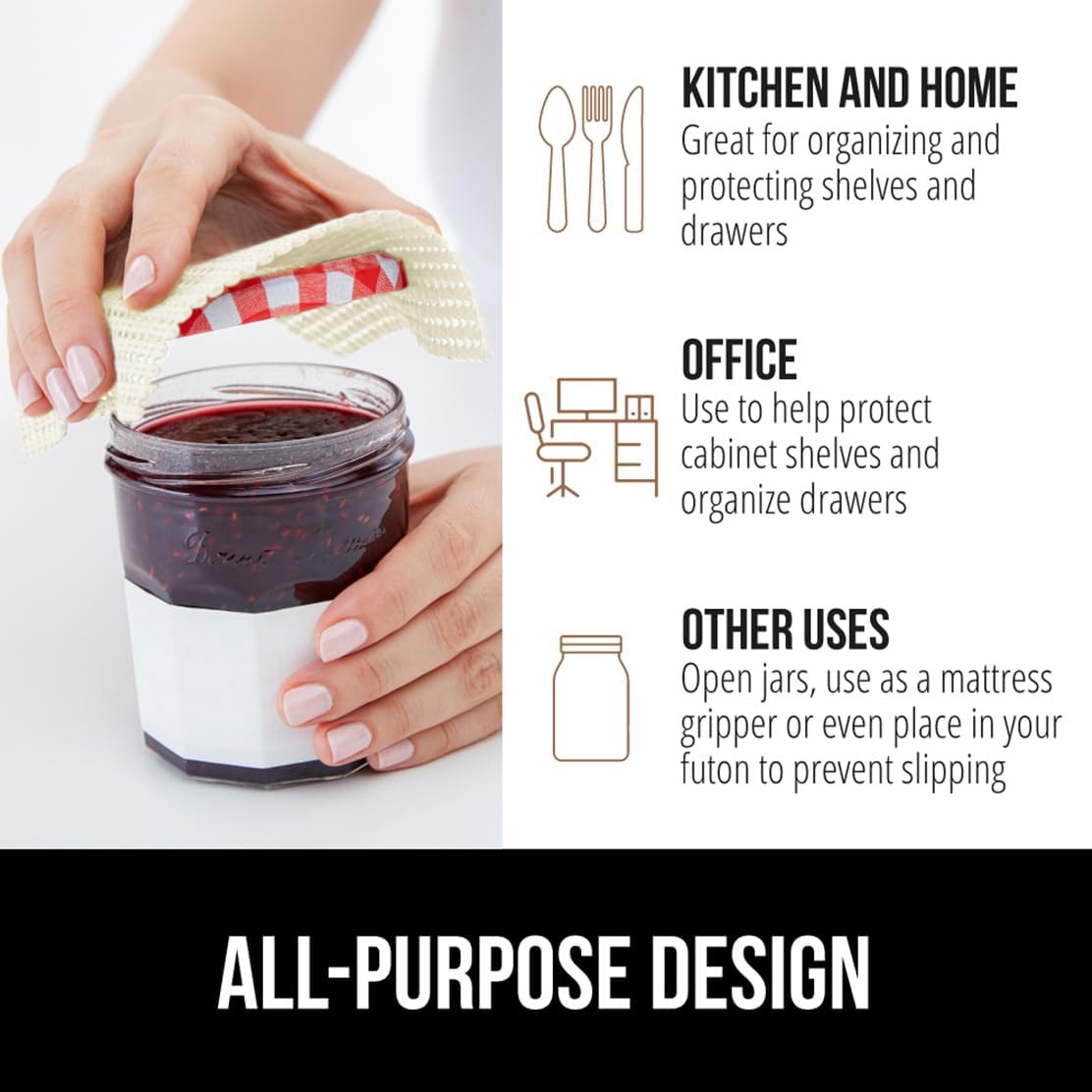 GORILLA GRIP powerGRIP Drawer Shelf and Cabinet Liner, Thick Strong Hold, Non-Adhesive Liners Protect Kitchen Cabinets and Cupboard, Bathroom Drawers, Easy Install, Breathable Mat, 20" x20' Snow White