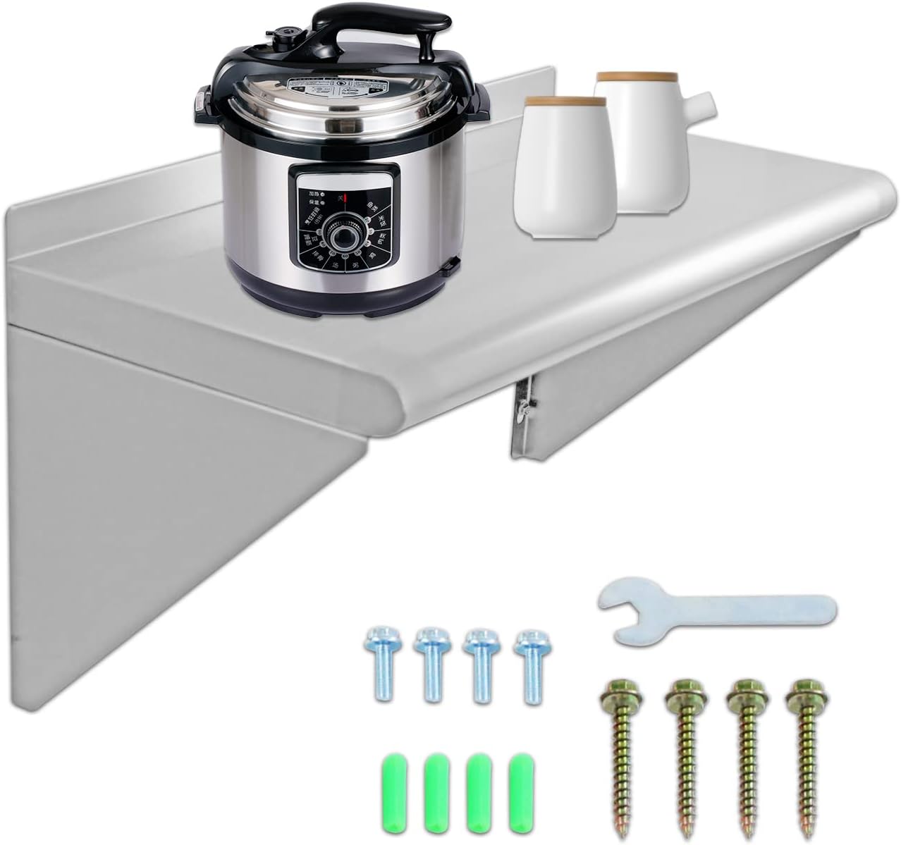 12''x24'' Wall Mounted Stainless Steel Shelf NSF Commercial Metal Wall Mount Floating Shelving for Kitchen, Restaurant, Food Truck,Garage,Washrooms,Home&Hotel