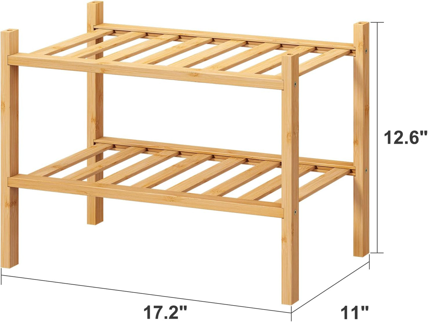 Small Shoe Rack, 2-Tier Shoe Rack for Entryway, Bamboo Wood Shoe Shelf for Closet & Hallway, Long 17.2IN | Beautiful | Functional | Sturdy | Durable
