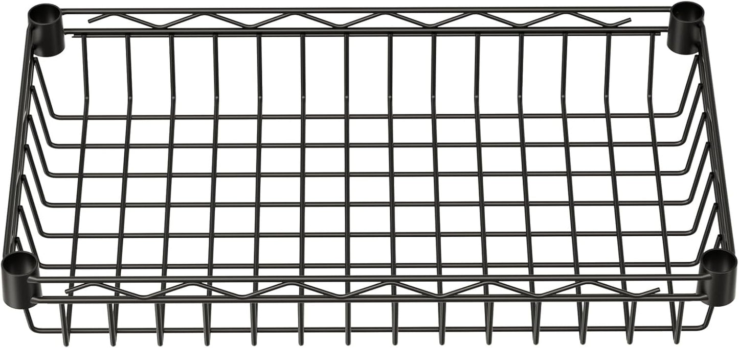 SINGAYE 4 Tier Basket Shelf Wire Shelving Unit Adjustable Storage Shelves Big Basket Rack for Garage Kitchen Office Pantry Corner 17" Dx12 Wx50 H Black
