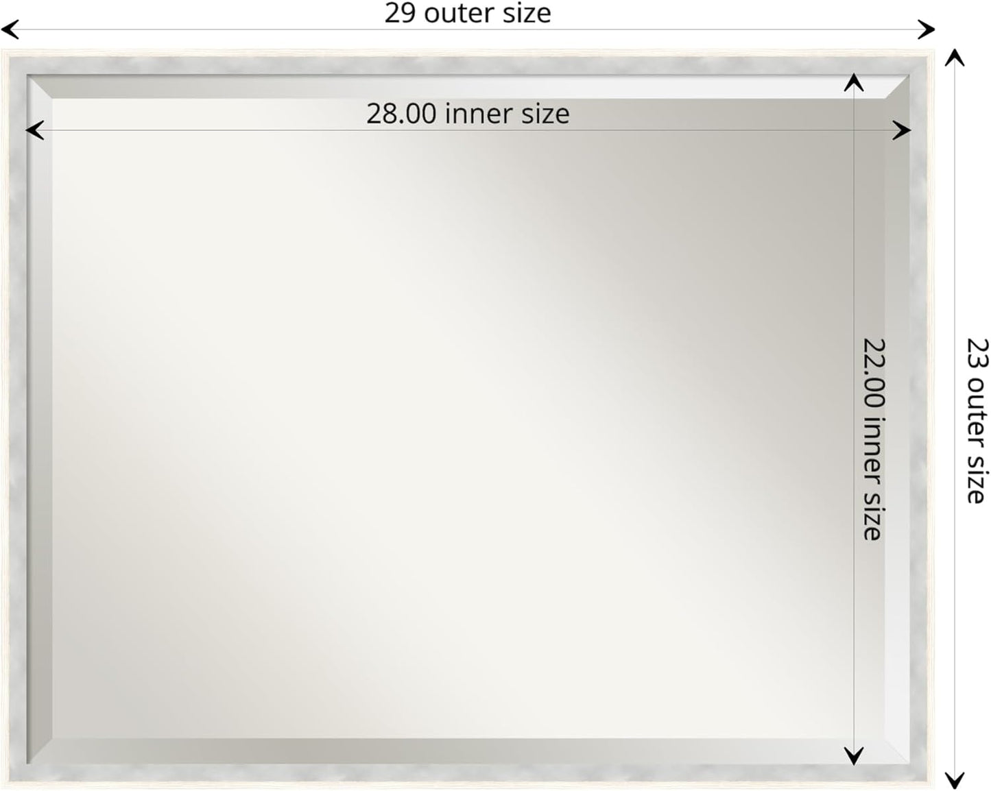 Amanti Art White Bathroom Mirror for Over Sink, 23x29 Paige White Silver Rectangle Vanity Mirror, Large Modern Contemporary Wood Frame, Hangs Horizonally and Vertically, Bathroom Wall Decor, Beveled