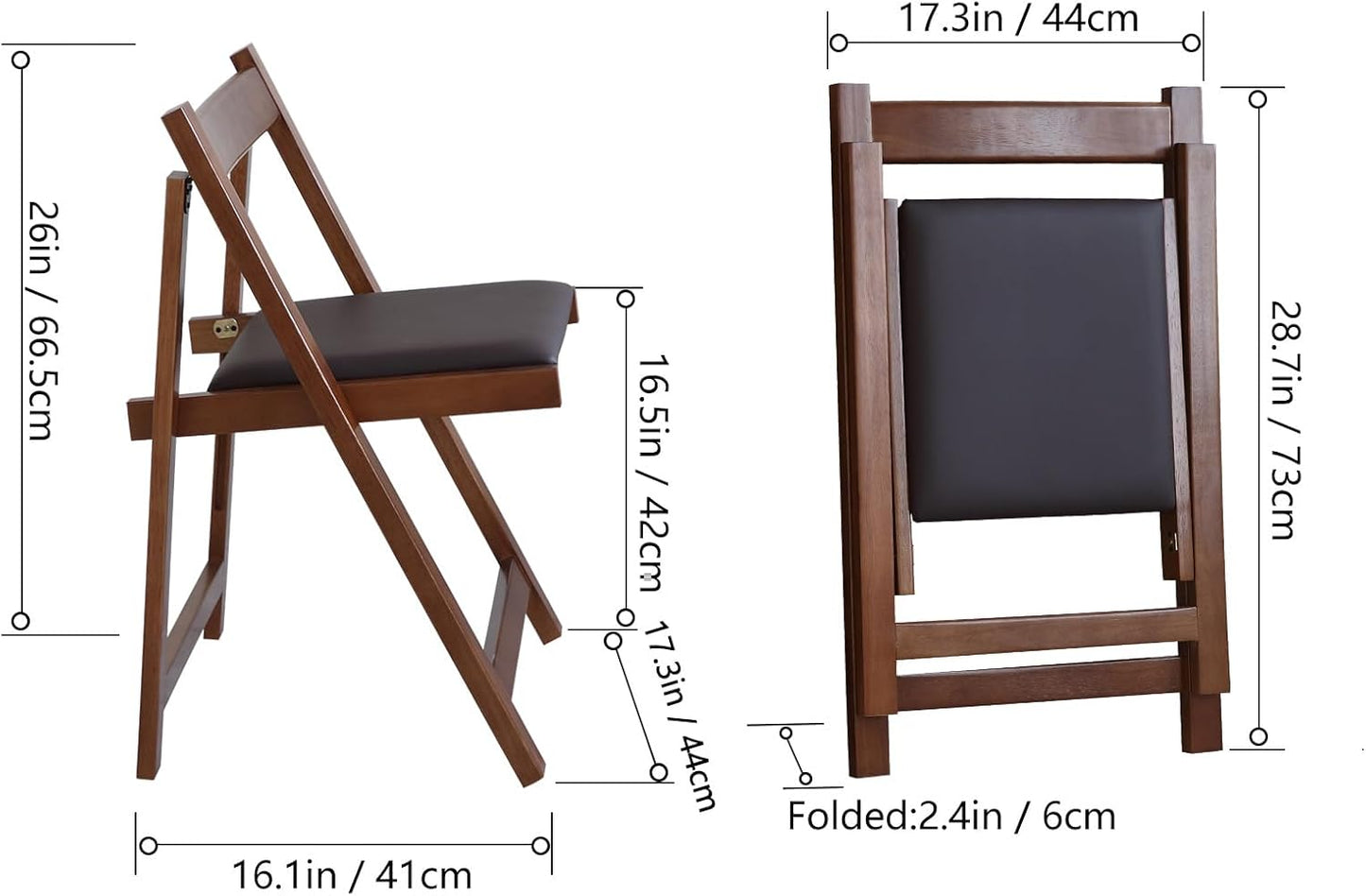 Folding Dining Chairs with Padded Seat Lightweight sillas para Fiestas,2 Pack Folding Chair for Dinner,Party Wedding,Picnic Event, 196LB Weight Capacity(Walnut)