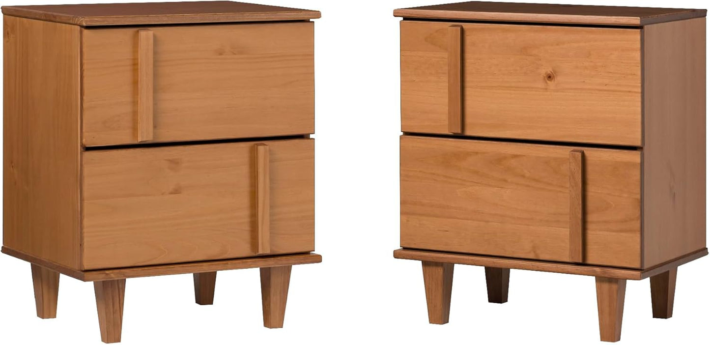Walker Edison Contemporary 2-Piece Detailed Drawer Solid Wood Nightstands
