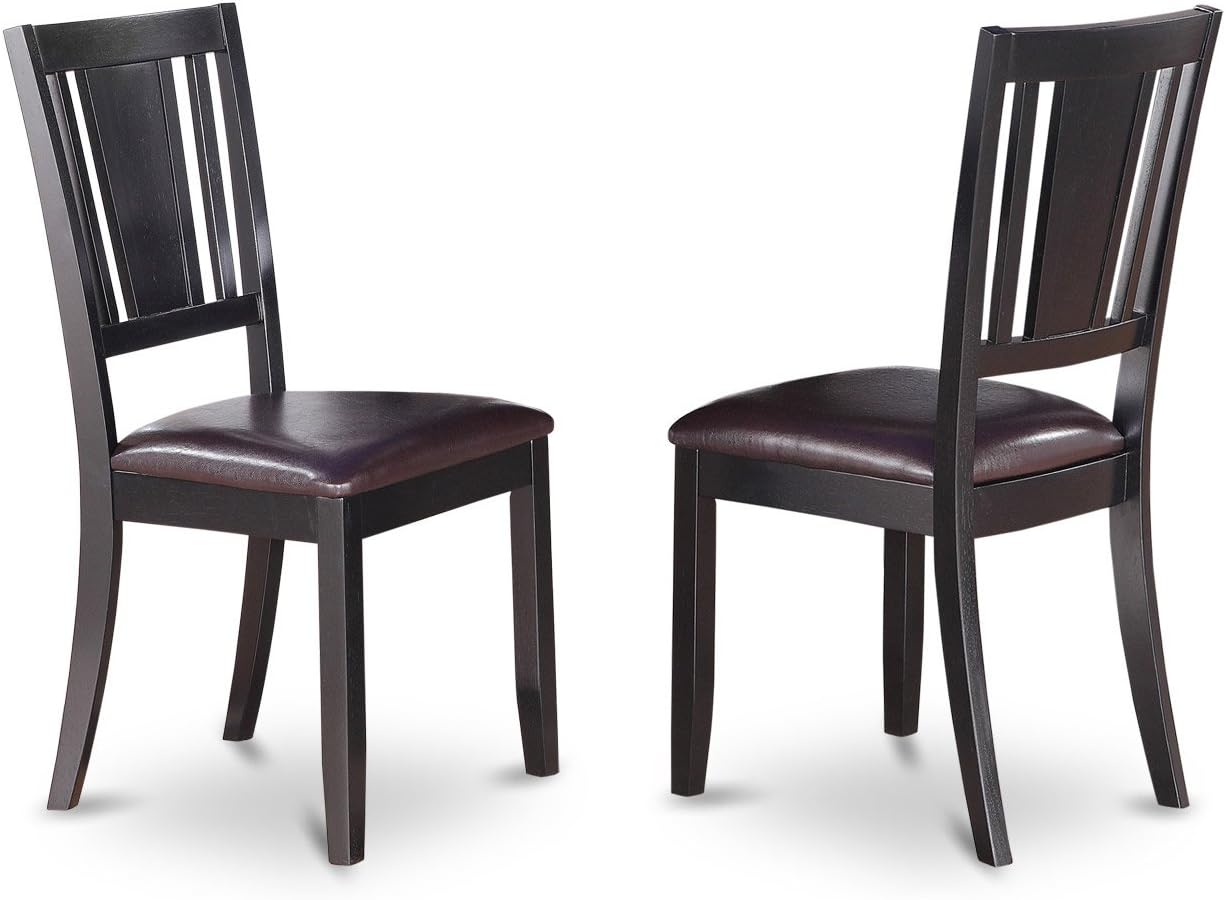 East West Furniture LGDU5-BLK-LC 5 Piece Kitchen Table & Chairs Set Includes a Rectangle Dining Table with Butterfly Leaf and 4 Faux Leather Dining Room Chairs, 42x84 Inch, Black