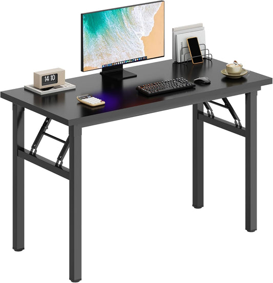 DlandHome Computer Desk Folding Table 39.4 inches Writing Desk for Small Space Study Table Laptop Desk No Assembly Required Black&Black