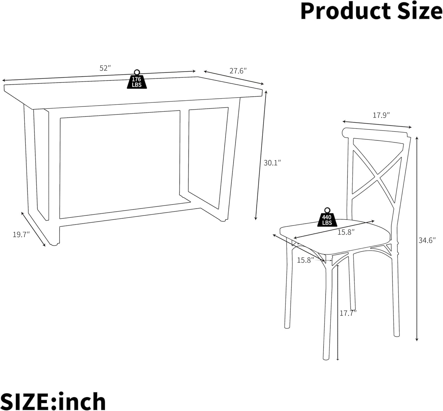 Ball & Cast 7 Pieces Dining Table Set,Kitchen Table and Chairs for 6 with 52" Table and 6 Chairs,Desk with Foot Pads,for Small Space,Apartment,Dining Room,Brown