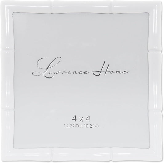 Lawrence Frames Cast Metal Frame - Bamboo Design, White, 4x4